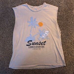 No Boundaries Tan and Orange Tank Top Beach Graphic